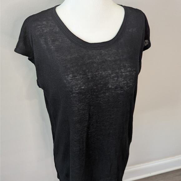 Tahari NWT 100% Linen Black Sheer Button Down Back Sleeveless Blouse Size Small - Picture 2 of 8